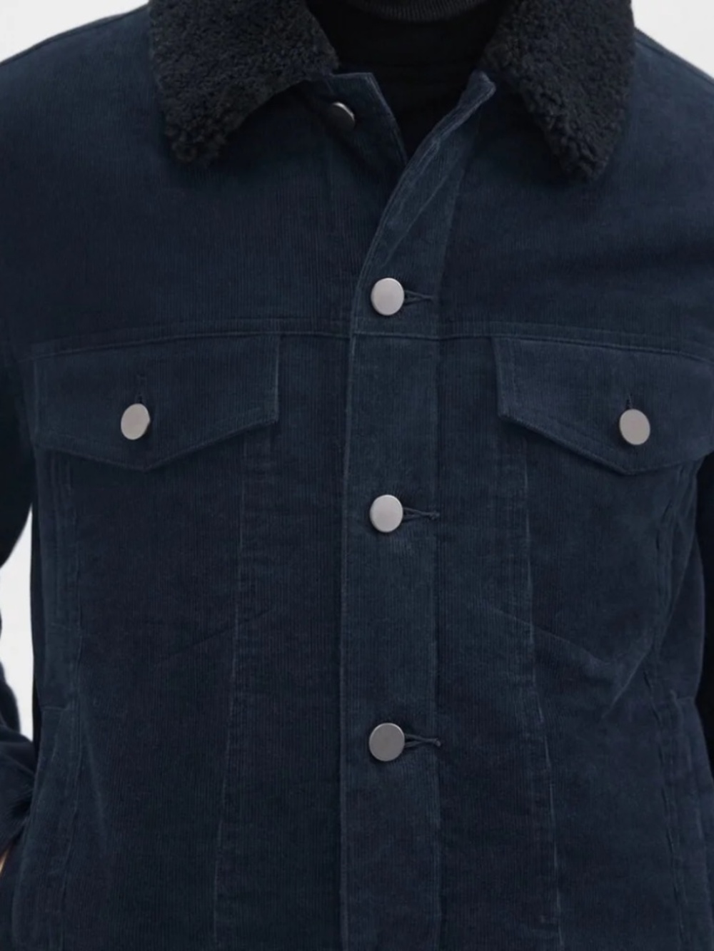 Theory Neil Stretch Corduroy Shearling Collar Jacket - Picture 3 of 4